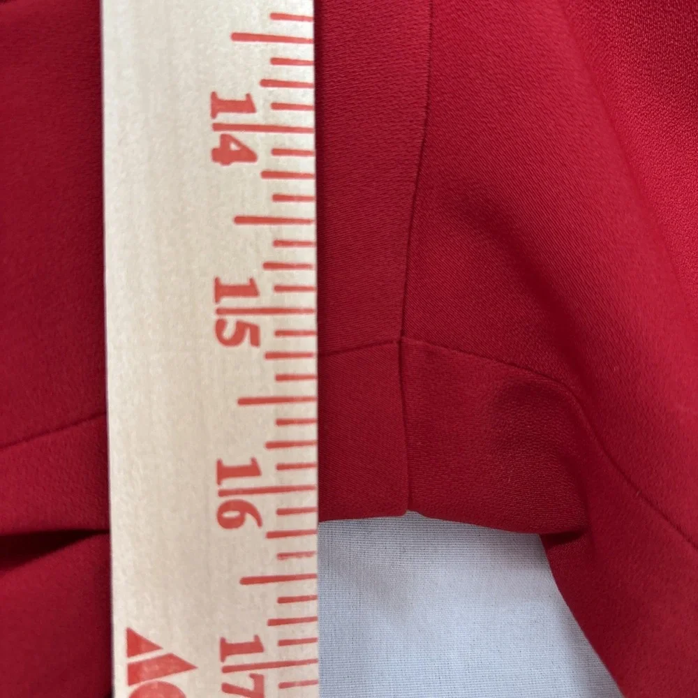 Lined Dress Pants Women Sz 20 Solid Red Pleated Front Elastic Waistbnd 40x26